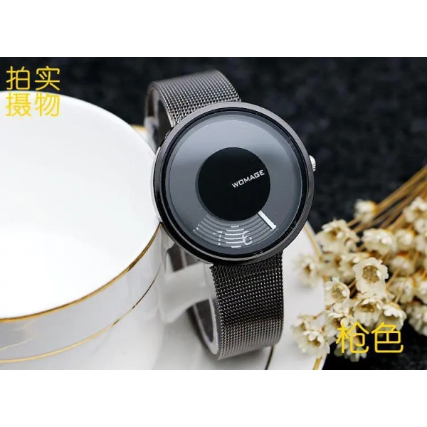 2019 Mode Hot Sell Brand Womage Kvinnor Man Unsex Mesh Watch i stål Populär stil Quartz Studentklockor Unik designer Black