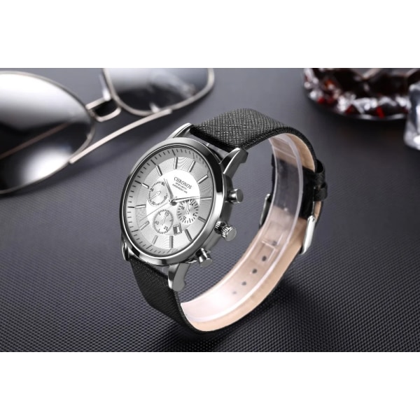 Män Casual Sport Business Armbandsur Mode Läder Militär Quartz Watch for Man Klänning Analog watch med datum CH0402