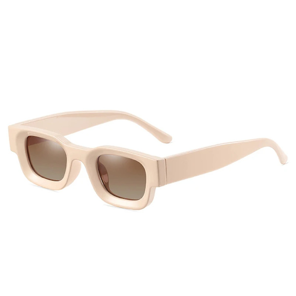 SO&EI Ins Populärt mode Små fyrkantiga polariserade solglasögon Dam Retro Punk Shades UV400 Män Trendiga solglasögon Beige tea gradient As the picture
