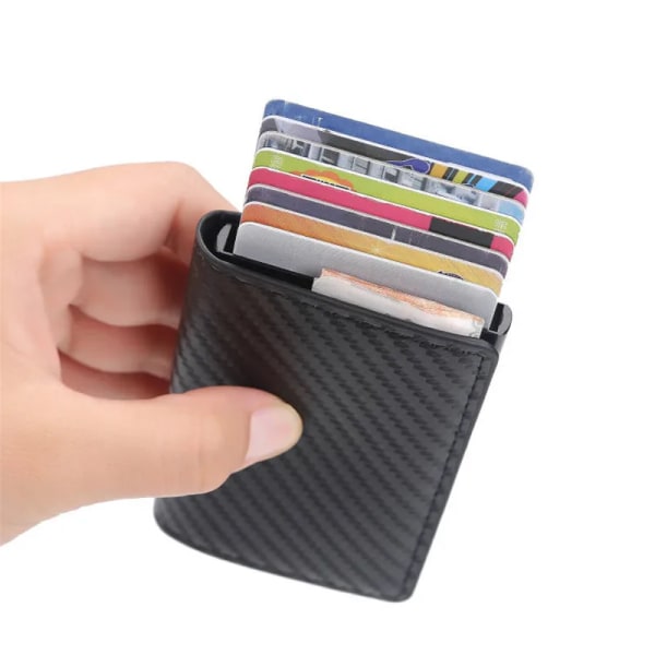 Aluminium Metall Kredit Business Minikort Plånbok Kolfiber Korthållare Man Kvinnor Smart Wallet Visitkortshållare Rfid Case Black