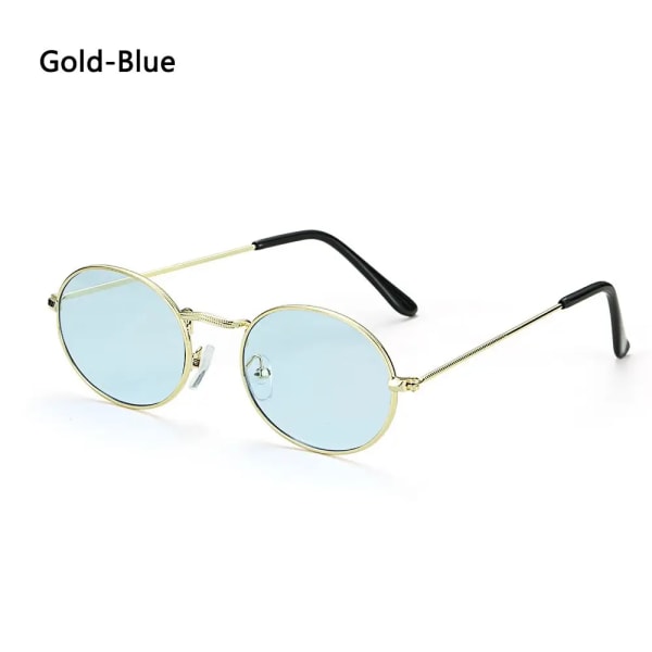 Retro Punk Style Party Hippie Disco Circle Solglasögon Glasögon Metallbåge Solglasögon Runda solglasögon Kvinnor Män Multi Len Gold-Blue