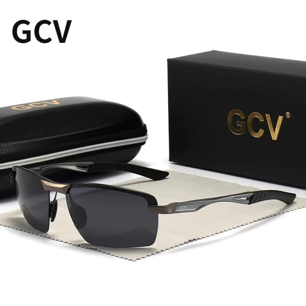 GCV Ultralätt båge Polariserade solglasögon Glasögon Män Man Mode Sportstil Körning Fiske Man Utomhus Resor UV-glasögon Gun Black Polarized