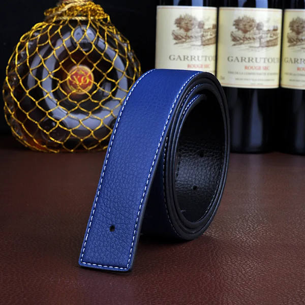 Nytt Lyxmärke Bälten Herr Högkvalitativ Nål Spänne Man Armband Äkta läder Midjeband Ceinture Herr Inget Spänne 3,8 cm H Bälte Blue 100cm