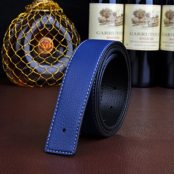 Nytt Lyxmärke Bälten Herr Högkvalitativ Nål Spänne Man Armband Äkta läder Midjeband Ceinture Herr Inget Spänne 3,8 cm H Bälte Blue 125cm