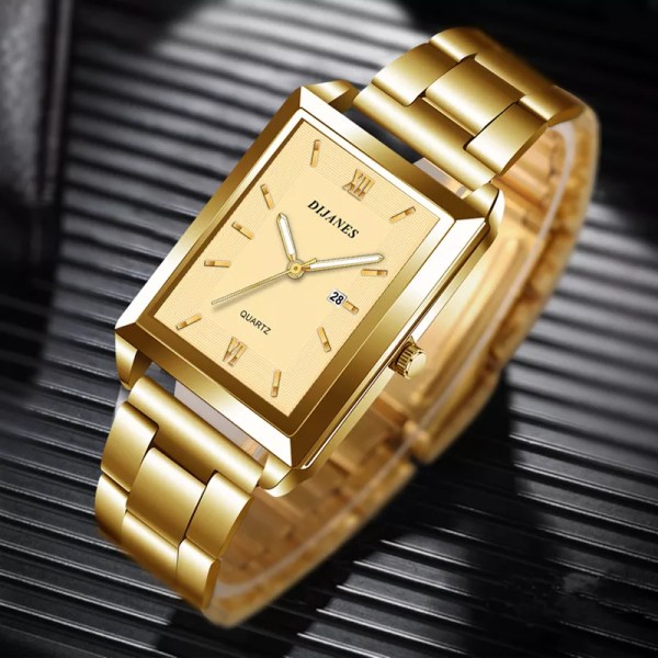 Mode Herr Business Klockor för män Rektangel i rostfritt stål Watch Man Casual Watch relogio masculino Leather Silver Black