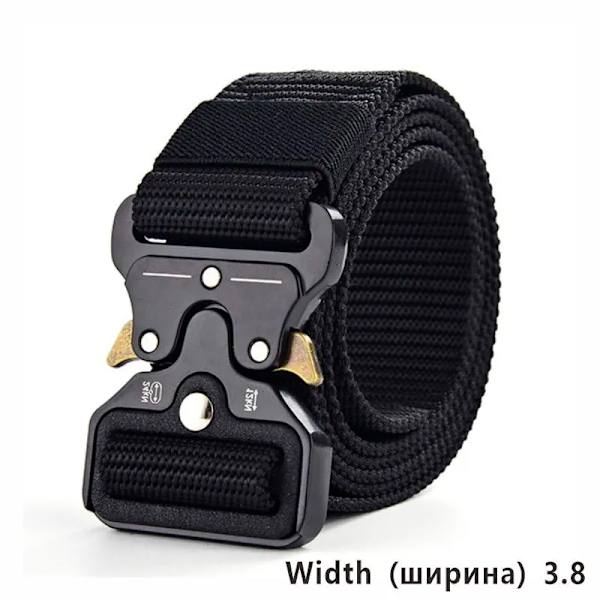 5,0 cm brett armébälte taktiskt militärt nylon midjebälten Quick release Jaktträning Stark metallspänne polis 3.8cm(wide)black 125cm