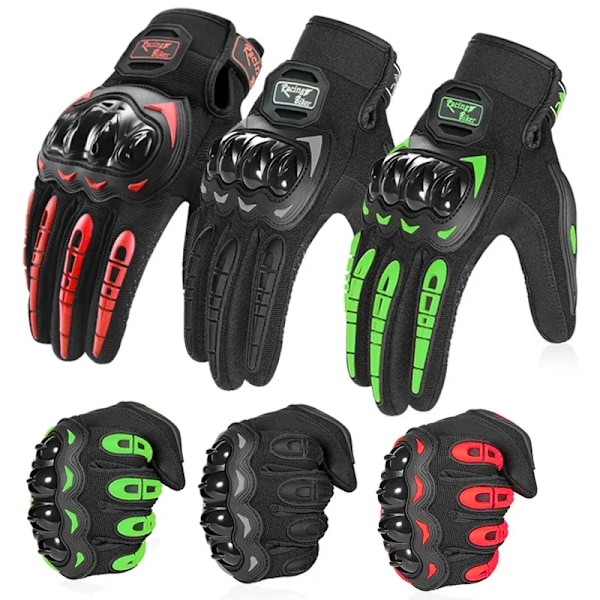 Nyskapande Dödskalle Termiska Motorcykelhandskar Guantes Vattentäta Pekskärm Helfinger Läder Anti-Fall Moto Halkfria Åkhandskar Herr green L