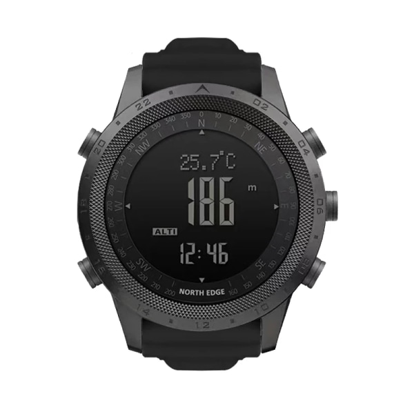 NORTH EDGE DESERT Watch för män Höjdmätare Barometer Kompass Militär Armé Smartwatch Simning Löparklocka Vattentät 50m Black rubber strap