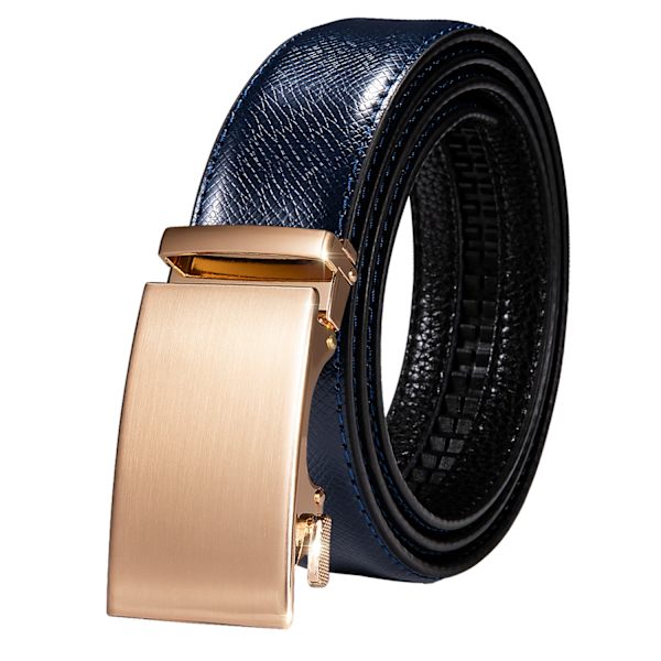 Högkvalitativt märke herrbälten blå koläder Automatiska spännen Spärr midjeband Bälte för män Klänning Jeans Kostym Byxor Present 2171DME 130cm