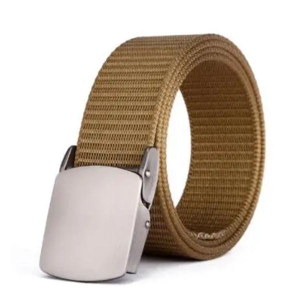 2022 Ny Canvas Herrbälte Mode Svart Nylon Utomhus Metall Automatiskt Spänne Casual All-match Lyxbälte Hane khaki 100cm