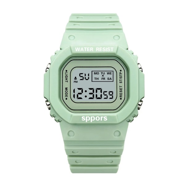 Mode Transparent Digital Luminous Watch Square Kvinnor Klockor Sport Elektronisk Armbandsur Watch Mujer Clock Green