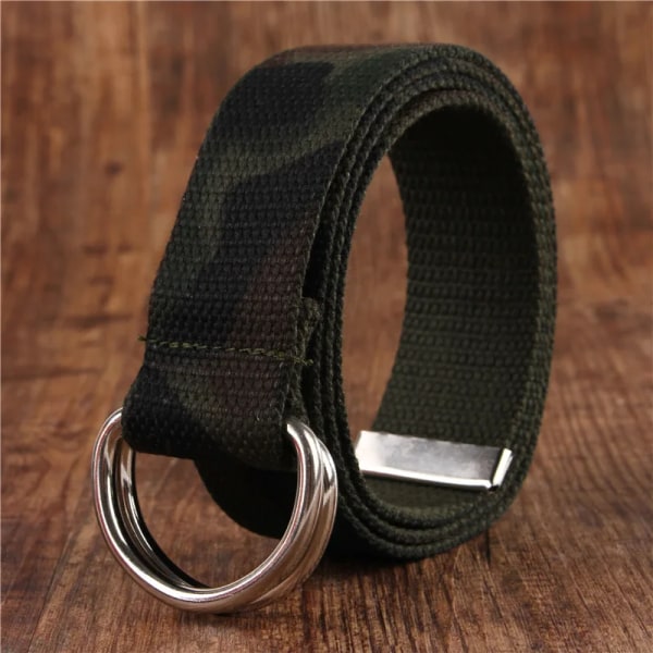 Mode bälte för män/kvinnor D-format dubbelringspänne Enkelt solid bomullscanvas All-match unisex canvasbälten Midjebälte lyx camouflage 100cm