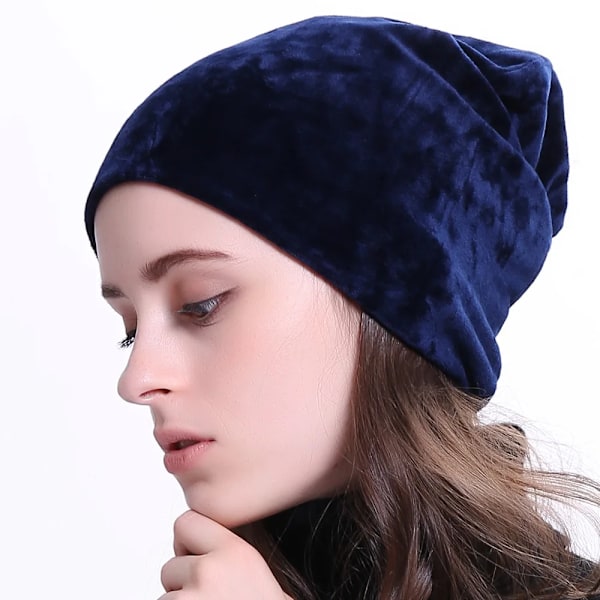 Geebro Damernas Velour Beanie Hatt Vinter Polyester Mjuk Varm Slouchy Beanie För Kvinnor Dam Velvet Balavaca Skullies Hattar Js277M Light Grey