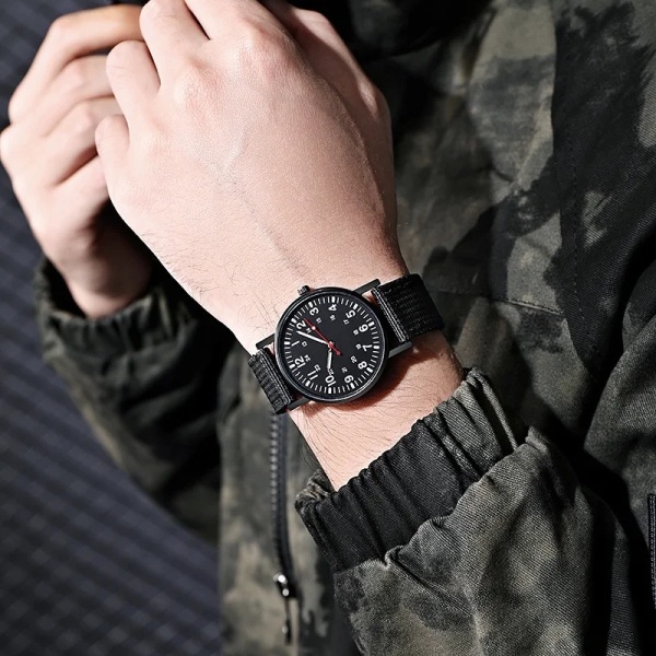 Herr Lyx Quartz Watch Army Soldier Military Watch Enkel Herr Canvas Armband Sportklocka Anlog Military Watch Black White