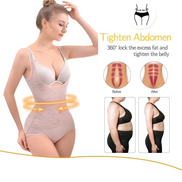 LANFEI Shapewear Kvinnor Bodysuit Magkontroll Sexig Body Shaper Body Tummy Trimmer för kvinnor Apricot M