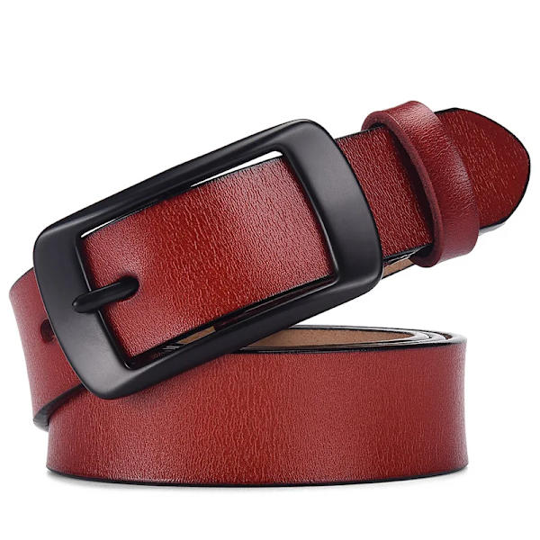 DINISITON Bälten för kvinnor för kvinnor Äkta läderbälte Mode matchande band Kohud Casual Designerbälte av hög kvalitet Red 115cm