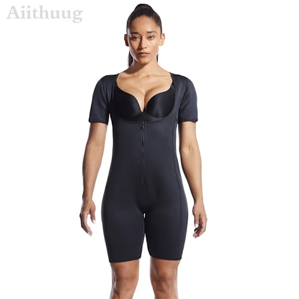 Aiithuug Varmsvettande bastudräkt Bantning Body Shaper Korsett Bantning Bodysuits Viktminskningskorsett Kvinnor Body Shaper Slim Suit black S