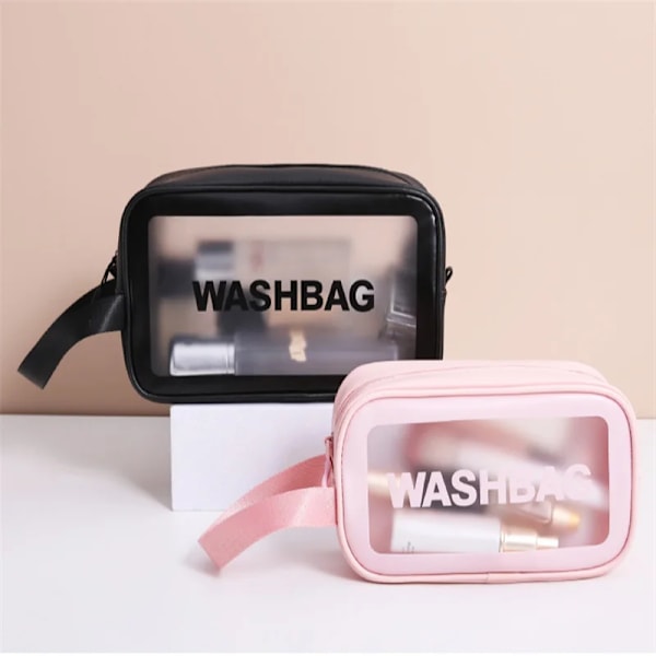 Kvinnor Bärbar Resetvättväska Kvinna Transparent Vattentät Makeup Förvaringspåse Stor kapacitet Kosmetisk Organizer Case Large white