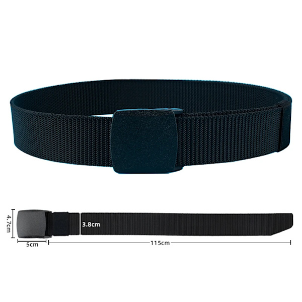 Plastspänne Nylon Canvas Bälte Herr Kvinnor Utomhusarbete, 1,5 tum brett metallfritt militärt taktiskt midjebälte Flygplatsvänligt Deep Gray 120cm