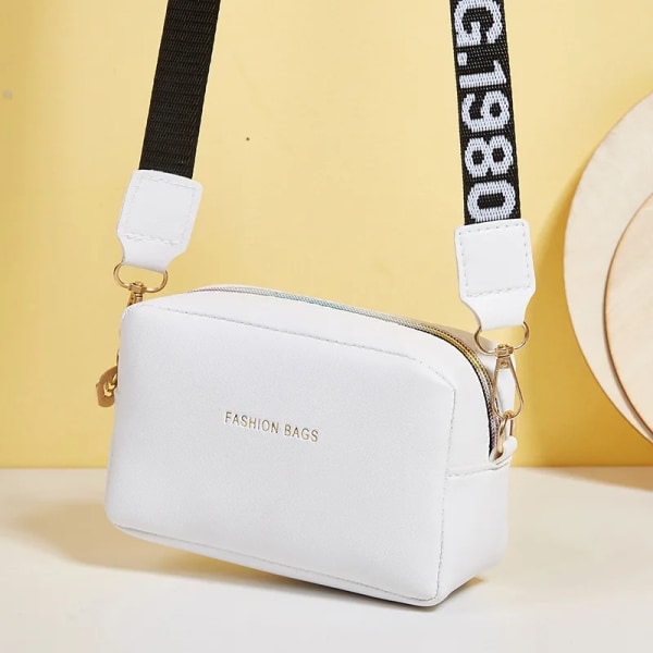 Enkel stil små axelväskor för kvinnor Enfärgad Pu-läder bred rem Crossbody-väska Kvinnlig telefonväska Messenger Handväska black-1 as  detailpage