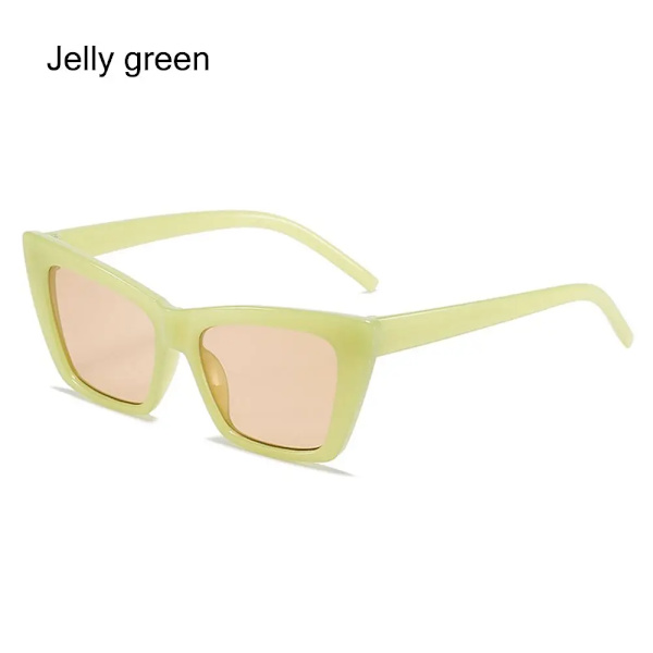 Trendiga UV400 Skydd Fyrkantiga Modeaccessoarer Nyanser Cat Eye Solglasögon för Dam Solglasögon för män Jelly green