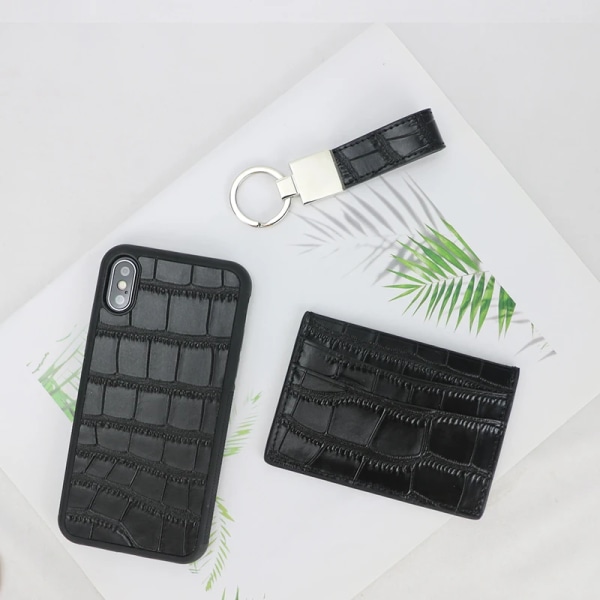 Klassisk krokodilmönsterkorthållare Män Kvinnor Äkta läder Läder Case ID-kortshållare Plånbok Handväska Taupe