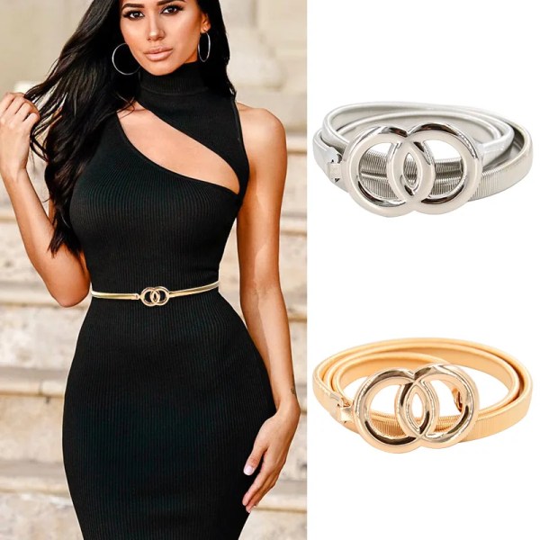 Modedesigner Guld Silver Justerbar Metall Bred Bling Midjeband Tallrik Damkedjor Midjebälte Kvinna Spegel Midjeband Golden 2cm One Size