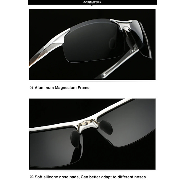 Polariserade solglasögon Herr Aluminium Magnesium Båge Sportsolglasögon Herr Driver Retro UV400 Anti-Green Solglasögon Black Frame Red With Glasses Case