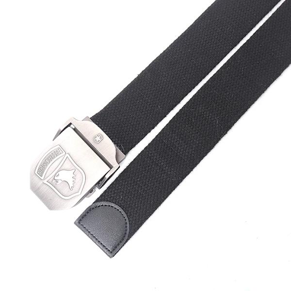 Canvas militärt taktiskt bälte män Hög kvalitet brett metall slät spänne bälte Byxor Tillbehör Ny unisex utomhusträningsbälte Black belt 120cm