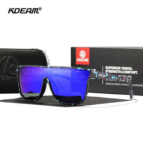 KDEAM polariserade solglasögon i ett stycke för män Kvinnor Sportglasögon Baseball Fiske Körsolglasögon med kompletta tillbehör C9 Mirror Ice Blue As Shown