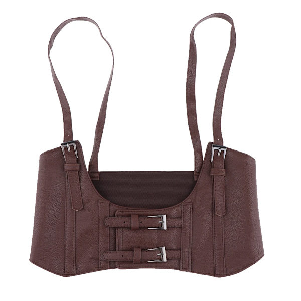 Dam sexigt läder elastiskt brett band midjebälte Waspie korsett Cinch underbyst Black 74cm