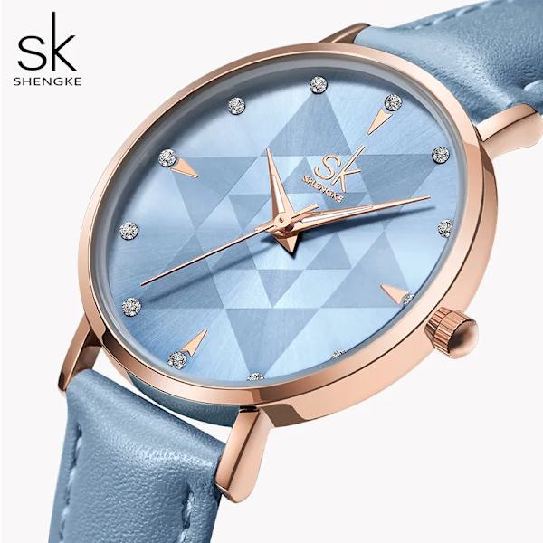 Romantiska Ljusblå Damklockor Royal Style Relogio Feminino Ultra Tunn Minimalistisk Watch För Dam Toppmärke Montre Femme blue