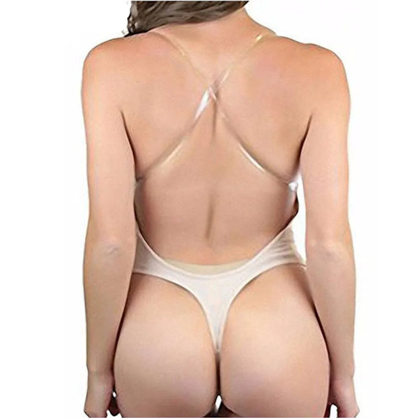 Kvinnors helkroppsformare Backless Shaperwear Stringtrosa Seamless U Plunge Shapers Push-up Bantning BodySuit Midja Shaperwear Black M