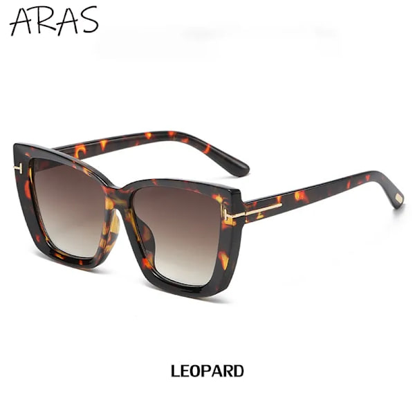 Mode Cat Eye Solglasögon Dam Lyxmärke Trendiga Oversized Cateye Solglasögon Dam Gradient Solglasögon Big Frame Glasögon C5 Leopard Brown With the box