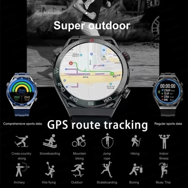 Ny NFC Smart Watch Herr Smart Bluetooth Call Sport GPS Track Smartwatch Dam Hjärtfrekvens EKG PPG Smartwatch För Android ios Black Leather Original box