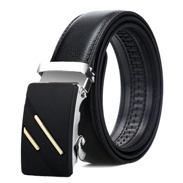 Ny stil 120 cm herrbälte med automatiskt spänne Lyxigt Casual Fashion Business Högkvalitativa midjeband i konstläder Black Gold2-120cm 120cm