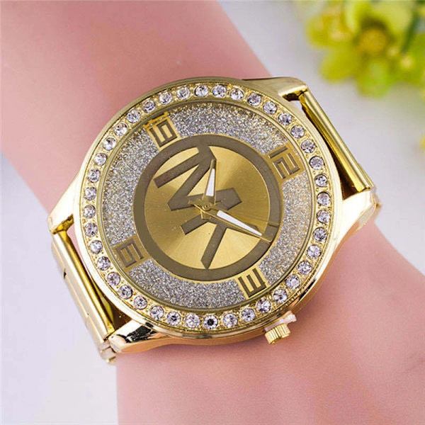 Mode Lyx TVK Märke Watch Guld Rostfritt stål Vattentät Diamond Digital Quartz Klockor För Kvinnor Montre Present White