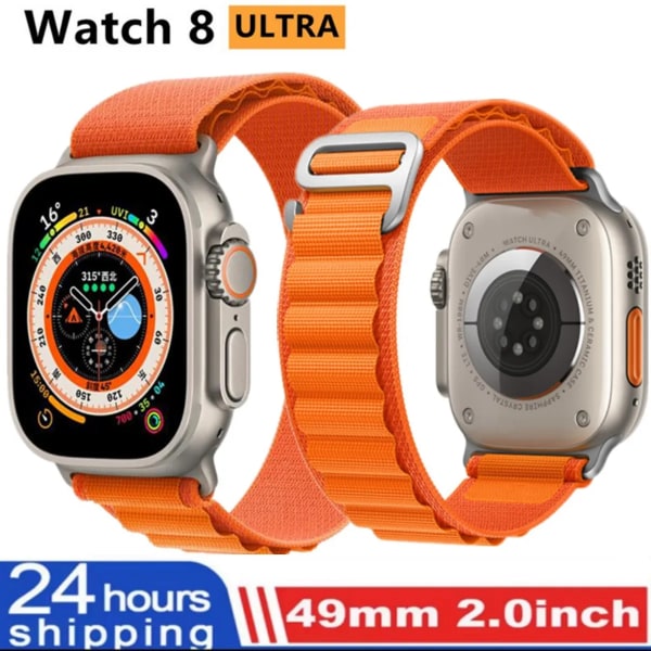 49mm Smartwatch för Apple Smart Watch ultra series 8 Herr Damklockor NFC GPS Spårtermometer BluetoothCall Vattentät Sport white and xiaocheNL