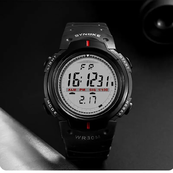 SYNOKE Herr Elektronisk Watch Sport För Herr Vattentät Lysande Multi Utomhus bergsbestigning Storskärm Elektronisk Wat Cool black