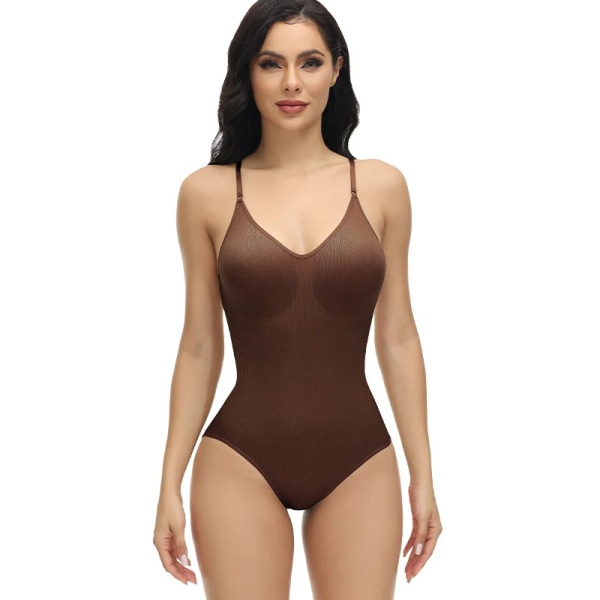 Strap Bodysuits Compression Body Suits Shapewear Slimming Body Shaper Smooth Out Body Body Shapewear Dam Helkropp Brown XXXL