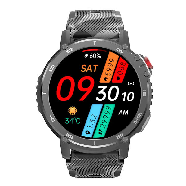LEMFO C22 Smart Watch Herr 4GB ROM IP68 Vattentät Smartwatch Bluetooth Call BT5.0 400Mah 1,6 tums HD-skärm 35 dagars standby Black 22mm