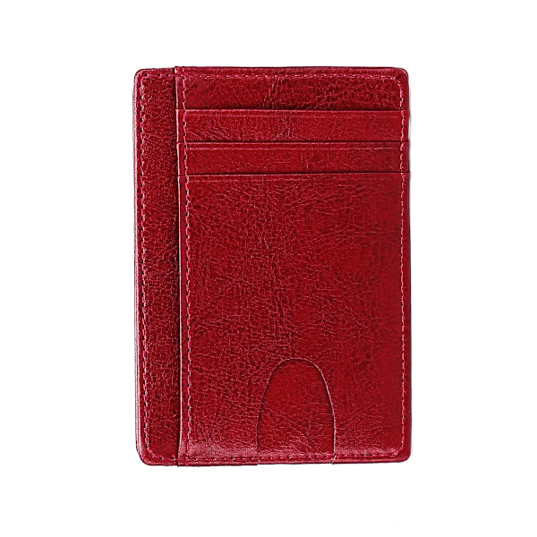Män Minimalistisk Slim Korthållare Mikrofiber Läderkort Plånbok Line Ultra Tunn Mini Liten Rfid ID-korthållare Handväska Man Kvinnor Oil Skin WineRed