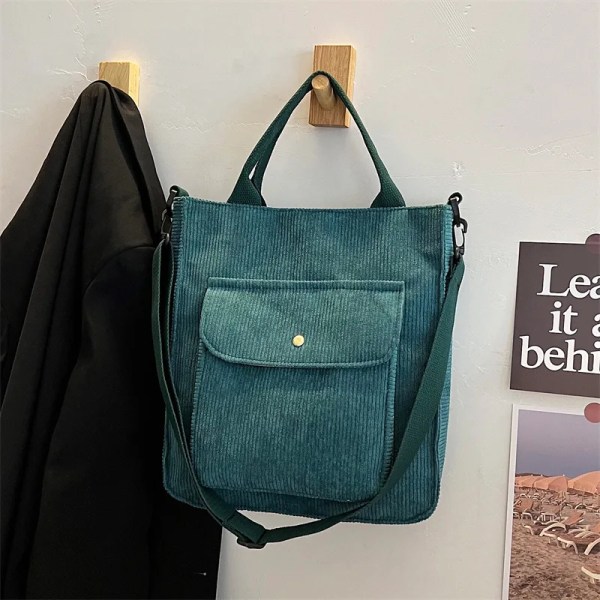 Manchesterväska för kvinnor Shopperväska Designerhandväska Höst och vinter Flickor Studentbokväska Kvinnlig Canvas Axelväska Green