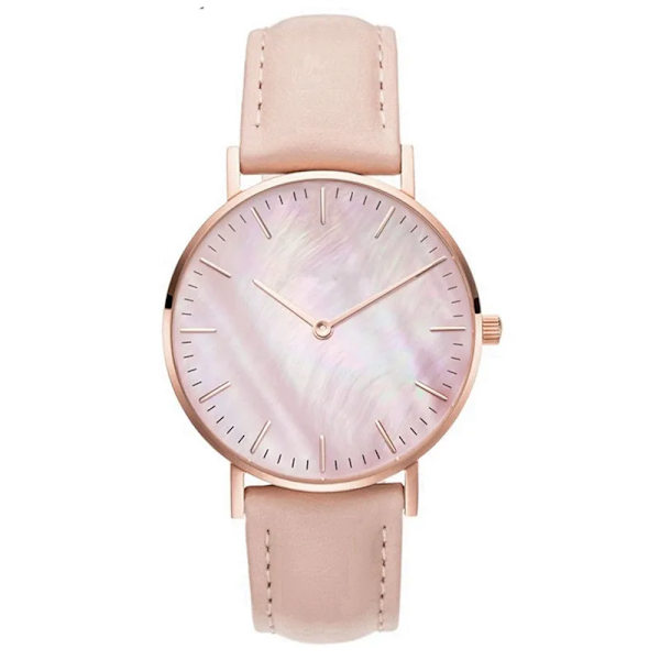 Nytt mode Enkel watch Damklockor Casual Dam Läder Kvartsklocka Watch Vrouwen Relogio Feminino Zegarek Damski Pink(.606)