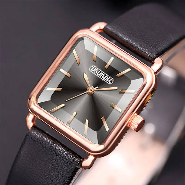 2023 Mode Kvinnor Klockor Lyx Fyrkantiga Dam Enkel Rose Gold Quartz Watch Casual Svart Läder Armbandsur Reloj Mujer Red