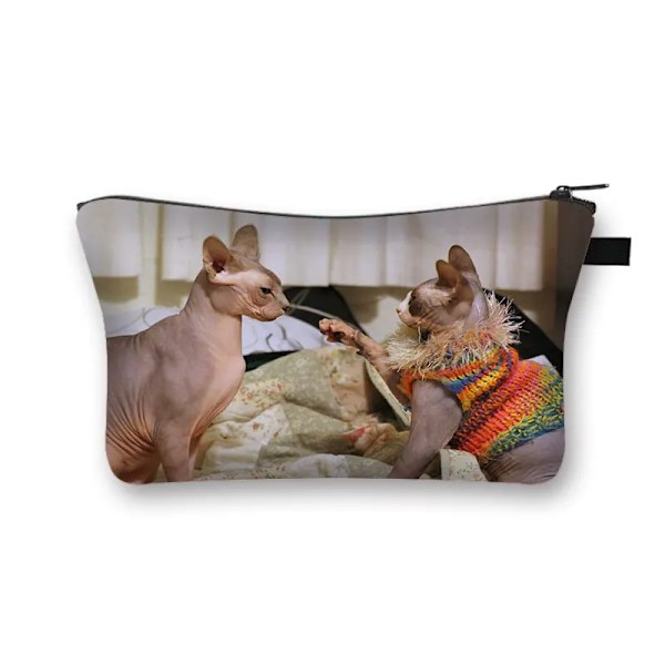Sphynx Cat Print Kosmetikväska Kvinna Multifunktionell Skönhetsväska Dammtät förvaringsväska Dam Rese Case flickor Makeupväska shzbwumaom19