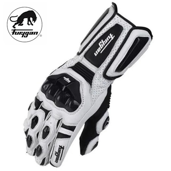 Motorcykel Läder Kolfiberhandskar Furygan Cross-Country Mountainbike Motorcykelhandskar Åkande Motorcykel Förarhandskar white M