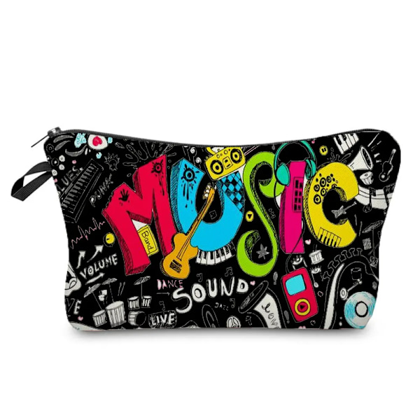 Högkvalitativ organizer Bärbart case Piano Gitarrmålning Dam Sminkväska Värmeöverföring Musiknoter Print Kosmetiska väskor hz3715 Music Bag