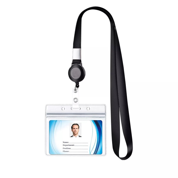 Infällbar Badge Rulle Halsrem Lanyard med cover för ID-kort Mobilnyckel Anställds personal Arbetskort Badge Reprem B
