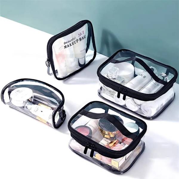 1 st Resor PVC kosmetiska väskor Dam Transparent genomskinlig dragkedja Sminkväskor Organizer Badtvätt Smink Tote Handväskor Case B